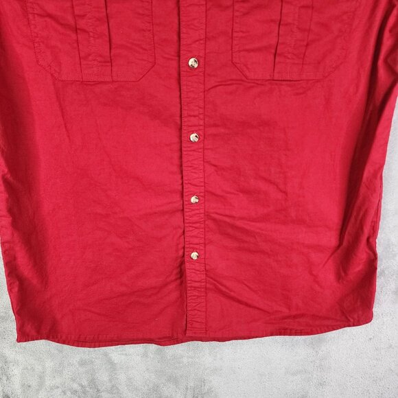Mens Red R&R Outdoors Shirt Short Sleeve Button Up 100% Cotton Size M - Picture 3 of 11